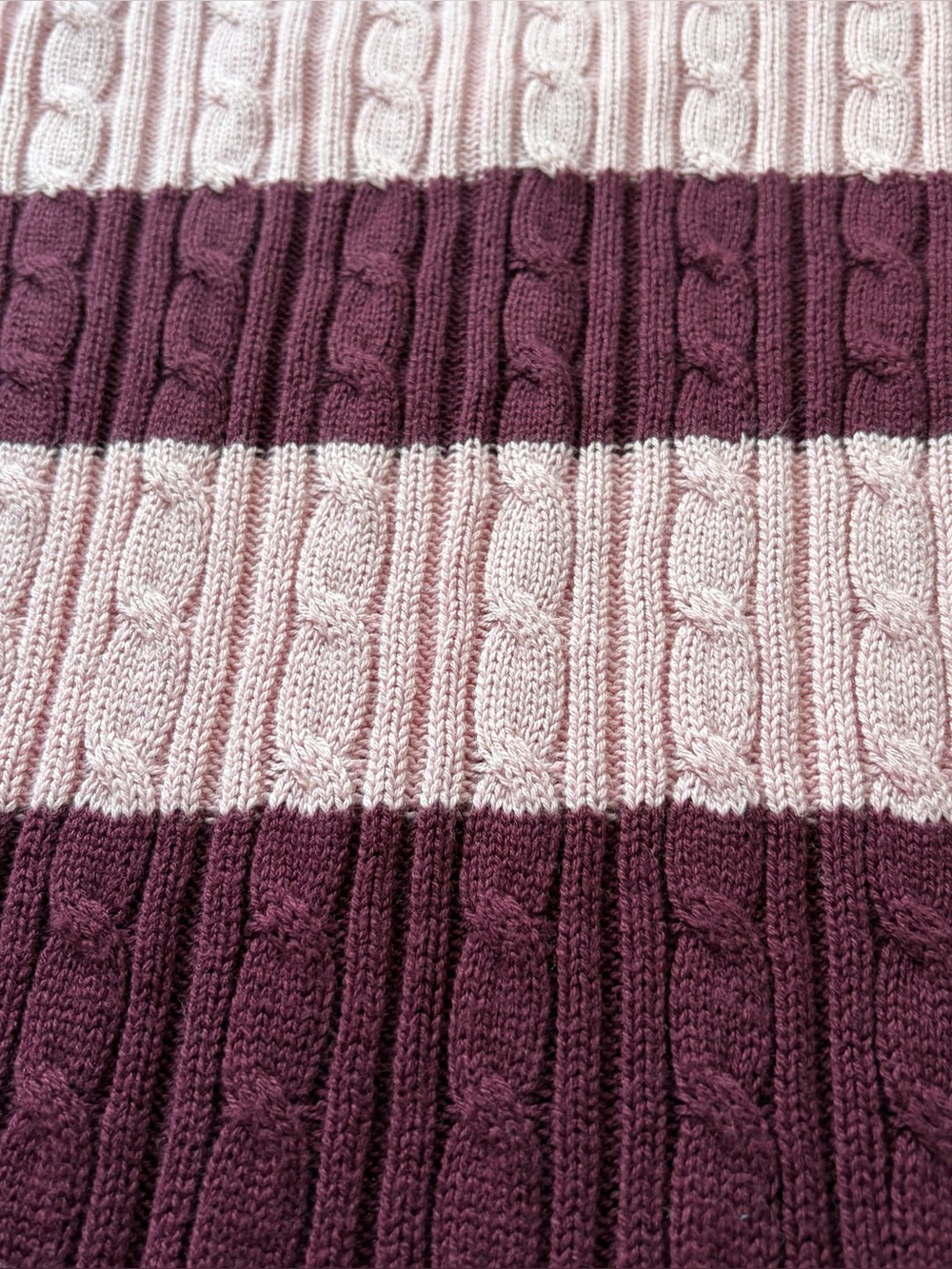 Hollister Ivy Cable-Knit V-Neck Long Sleeve Light Pink Stripe Sweater NWT Size M - Picture 9 of 9